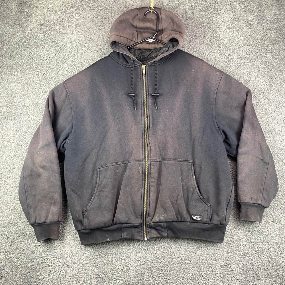 Walls Workwear Mens XL Black Insulated Quilted Lined Hooded Full Zip Jacket